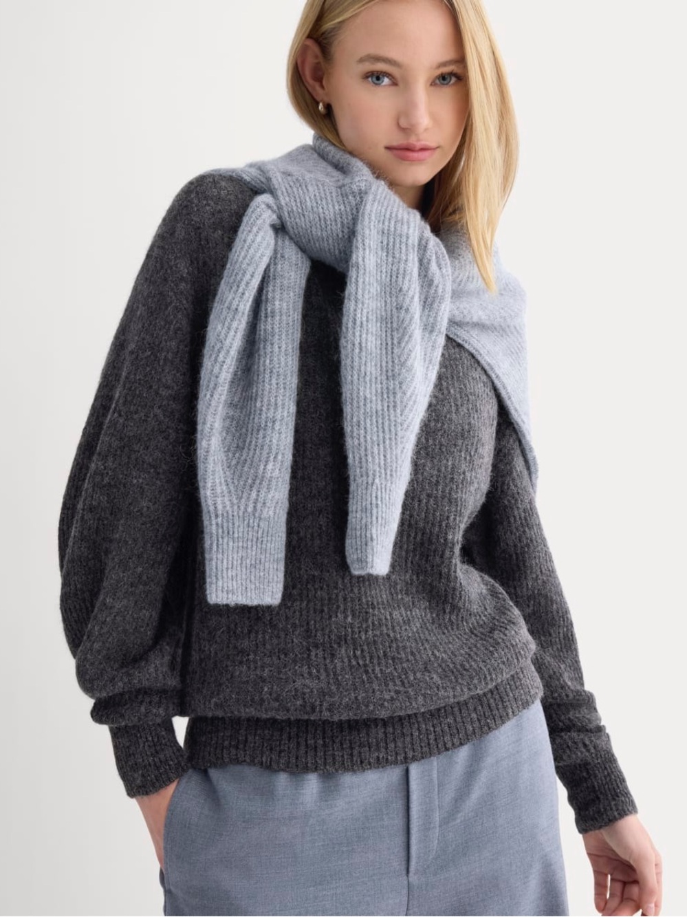 Everlane Alpaca Wool Charcoal Gray Cocoon Crewneck Sweater XS - Picture 1 of 8